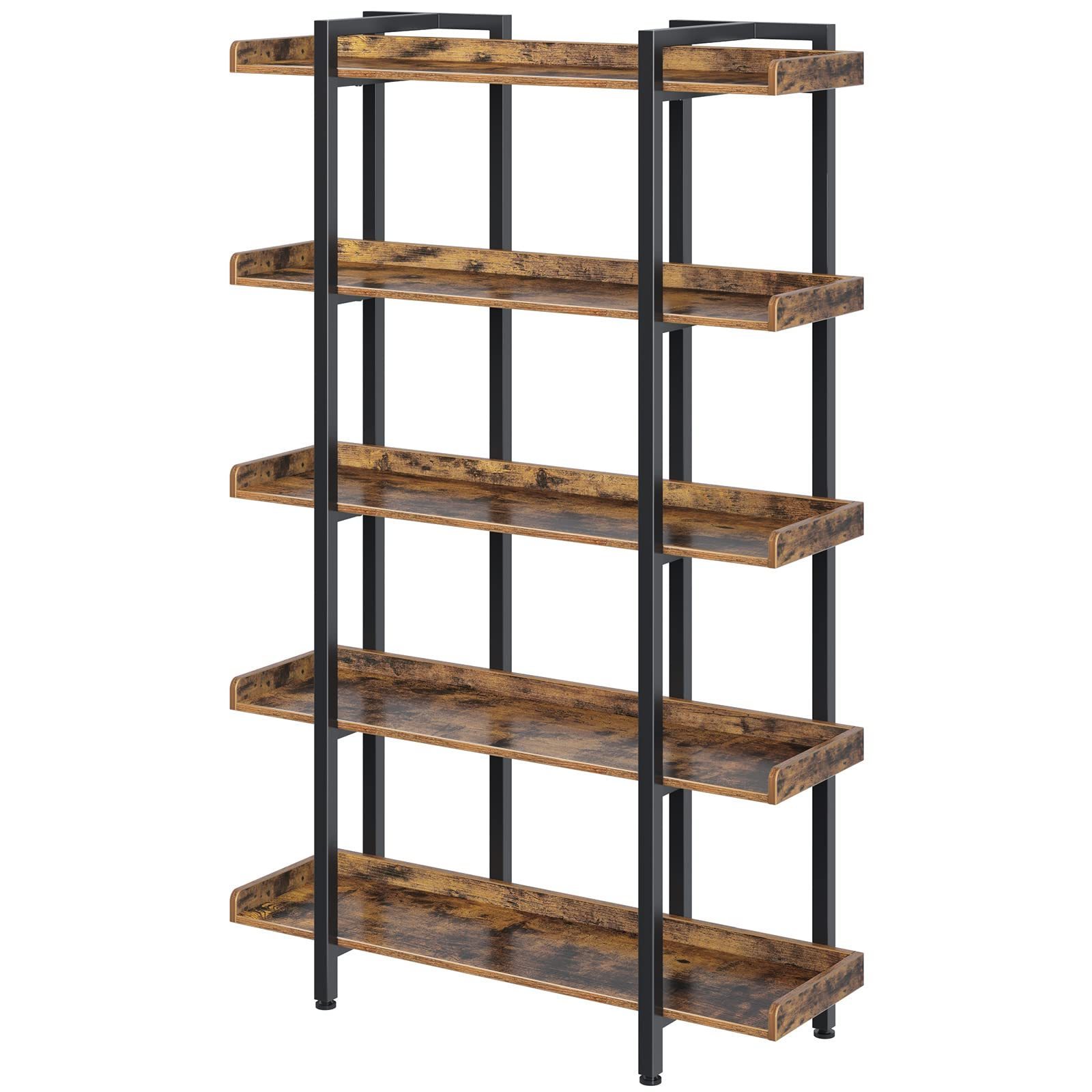 Wholesales Living Room Metal Frame Open Display Shelves Large Bookcases 5-Tier Industrial Bookshelf