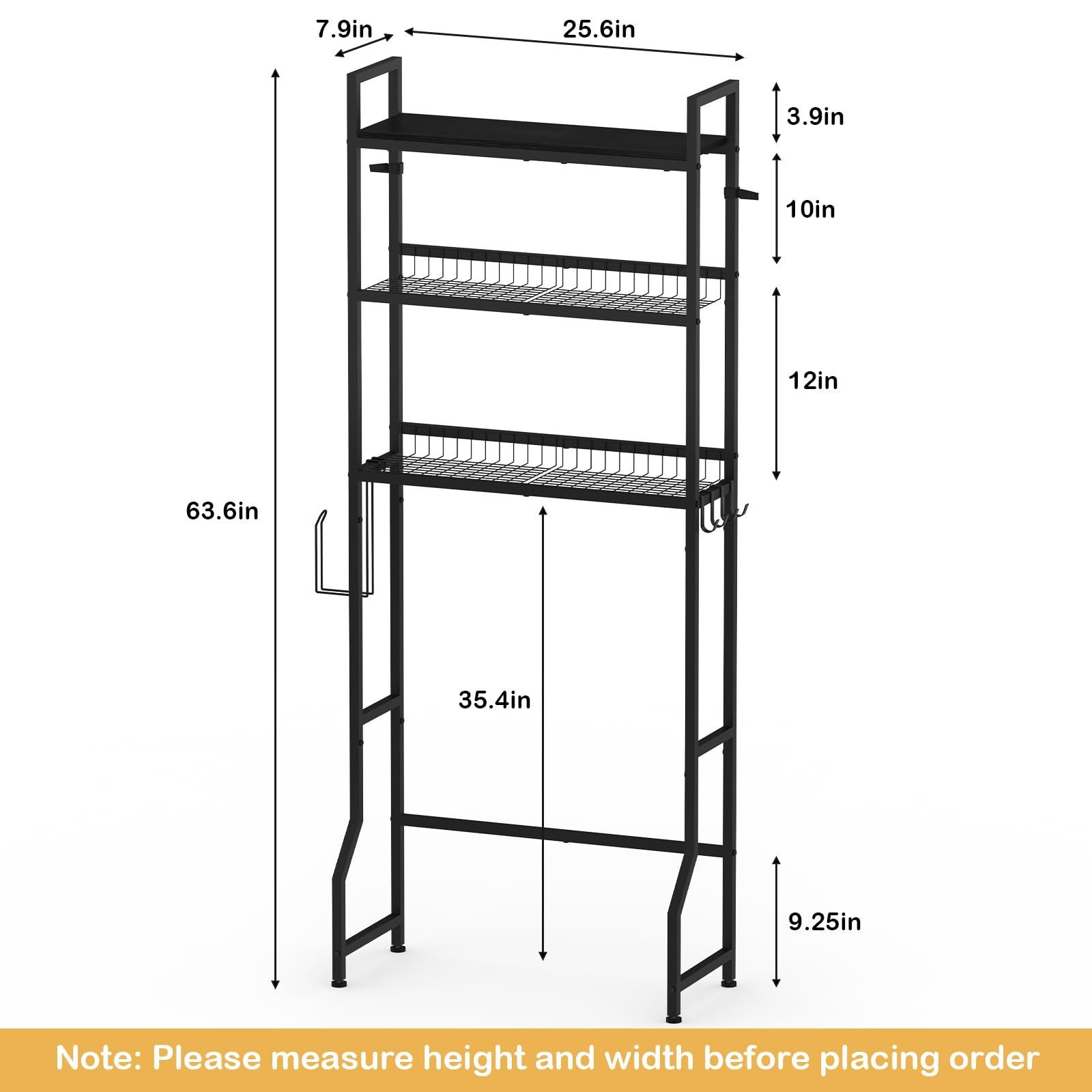 Bathroom reestanding Above Toilet Storage Rack Toilet Rack 3 Tier Bathroom Shelf Over Toilet Storage Organizer