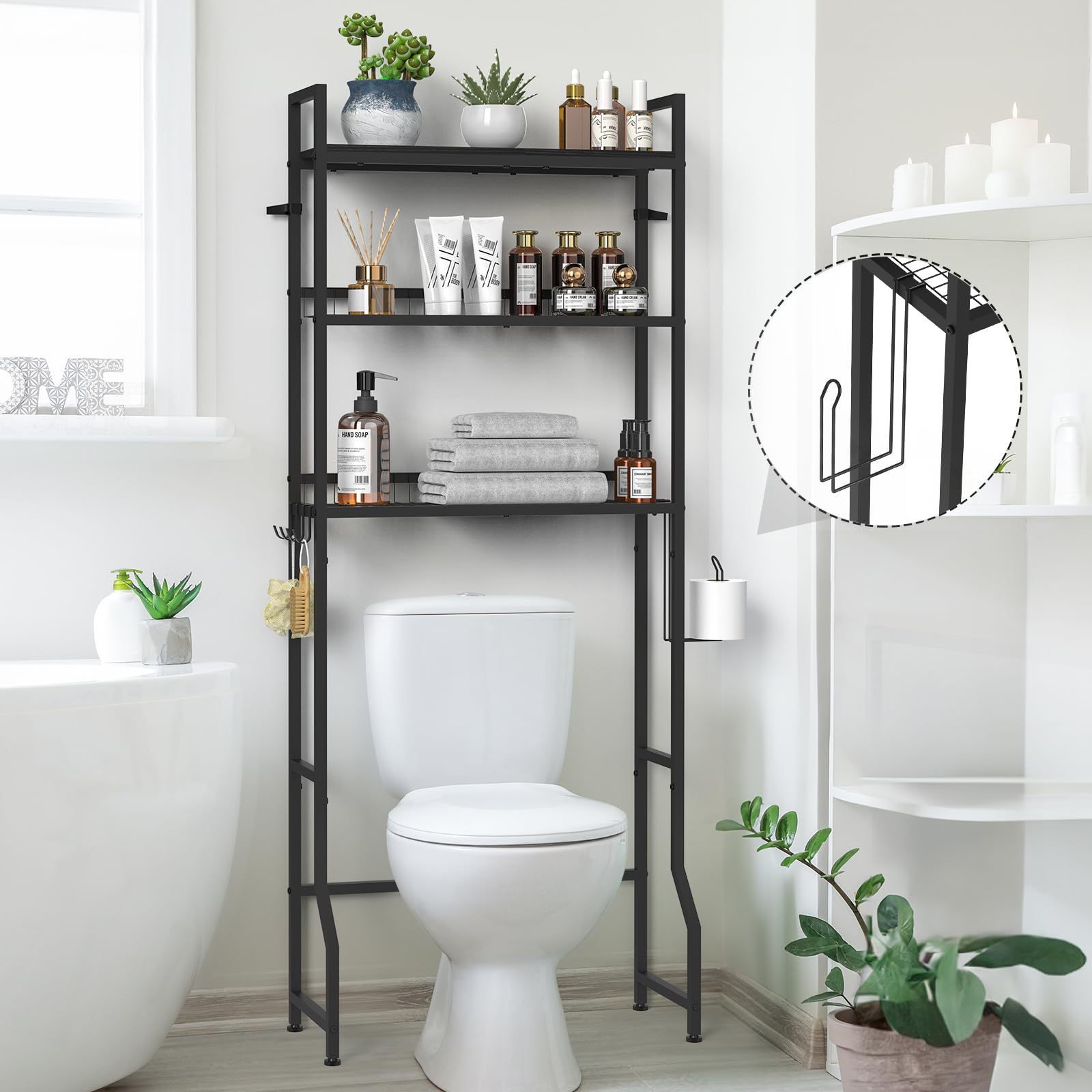 Bathroom reestanding Above Toilet Storage Rack Toilet Rack 3 Tier Bathroom Shelf Over Toilet Storage Organizer