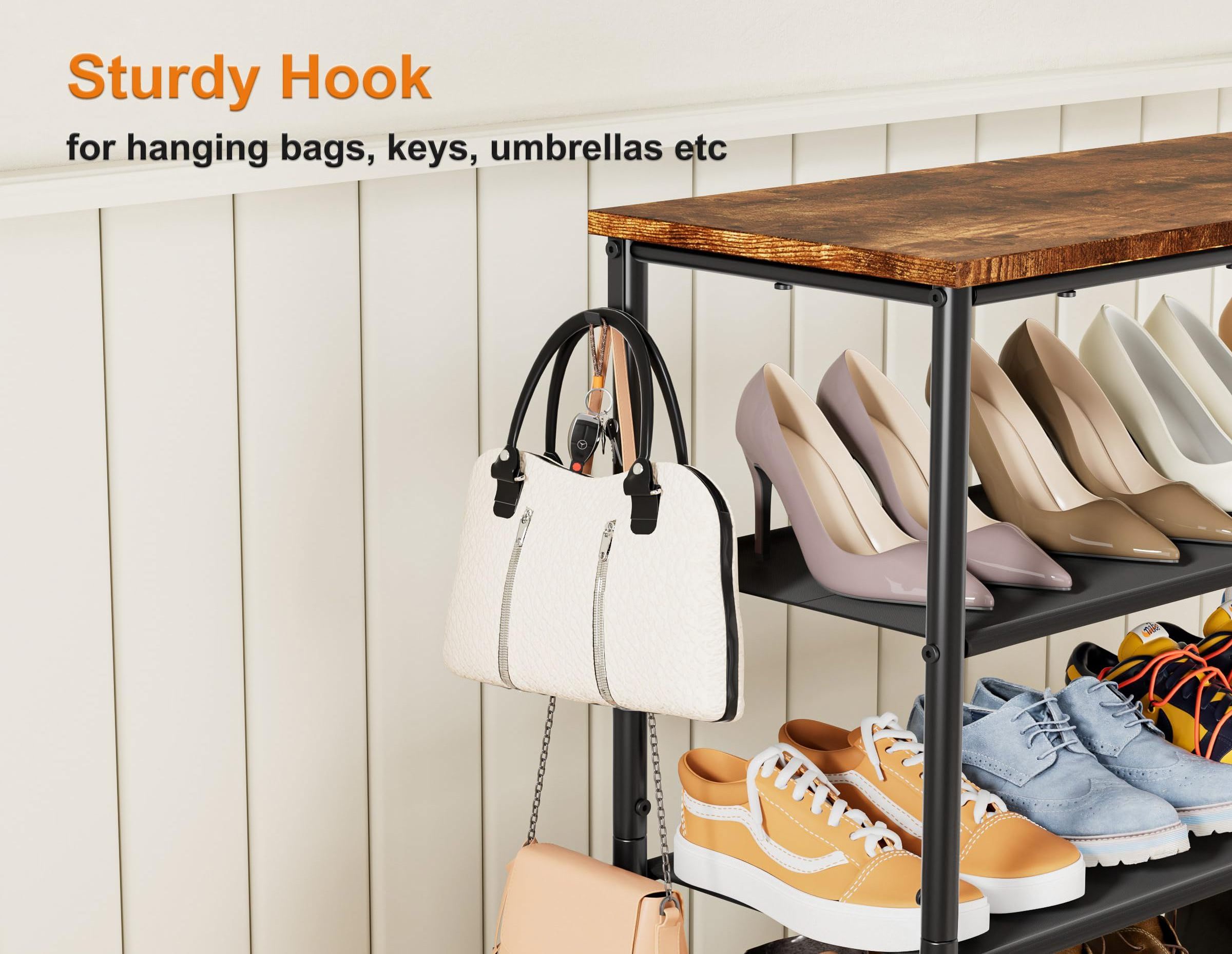 Hallway Bedroom Dust-proof Fabric Shelves Wooden Top Shoe Organizer 5-Tier Shoe Storage Shelves Shoe Rack