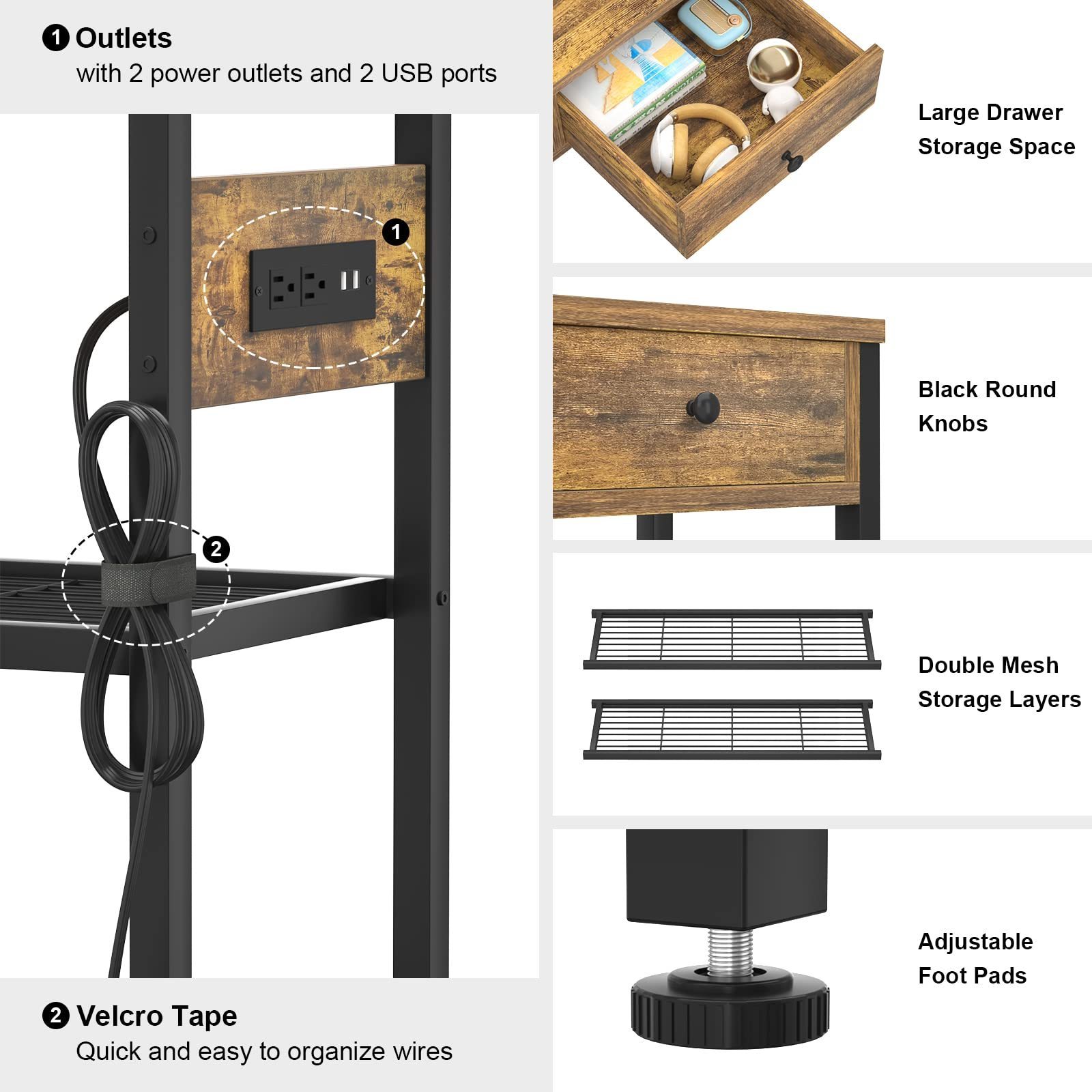 Hallway Kitchen Counter Small Sofa Table Storage Shelves Console Table Entryway Table with Outlets