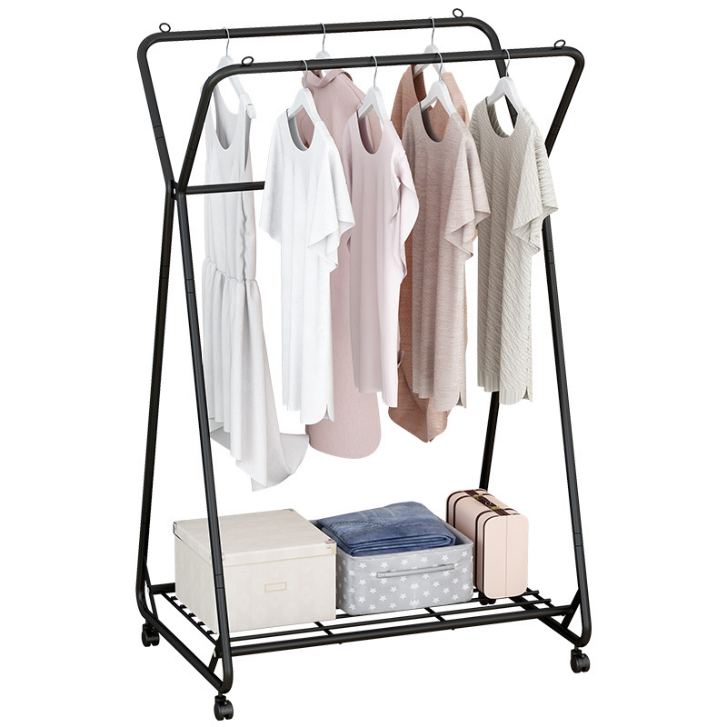 factory direct sale double role hanging rack with multi storage function for small rooms laundry metal coats clothes drying rack