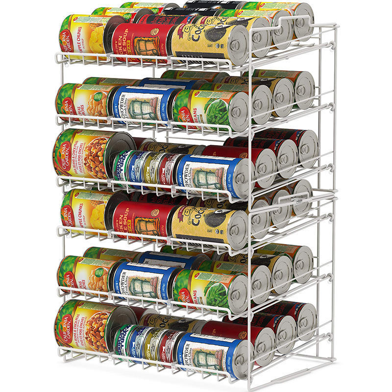 wholesale living room wrought iron rack stackable snack kitchen storage rack 3 layer can food storage rack