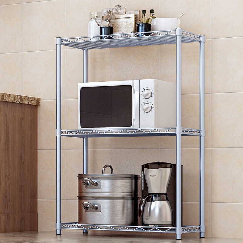 Wholesales 3 Tiers Metal Storage Rack Living Room Wire Mesh Storage Shelving Kitchen Metal Stacking Storage Rack Shelf