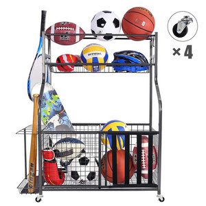 Wholesale large capacity garage sports equipment storage organizer toys basketball metal storage rack