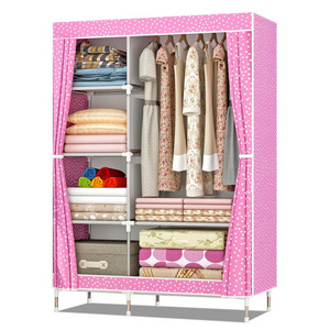 Wholesale Portable Cheap Student Non-woven Folding Fabric Wardrobe Silding Door Closet Wardrobe For Baby