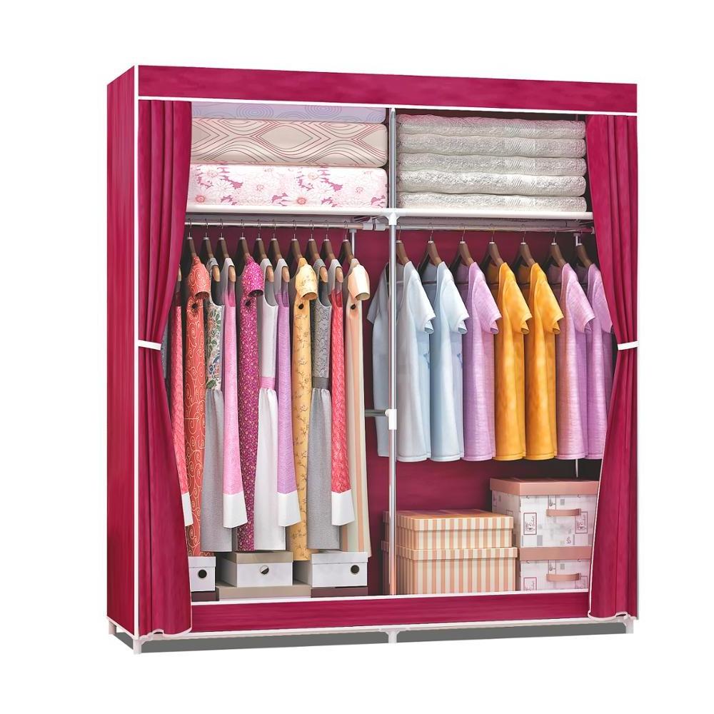 Modern Bedroom Custom Metal Non-woven Fabric Wardrobe Portable Sliding Door Foldable Wardrobe storage closet almirah