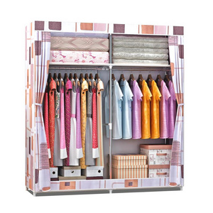 Modern Bedroom Custom Metal Non-woven Fabric Wardrobe Portable Sliding Door Foldable Wardrobe storage closet almirah