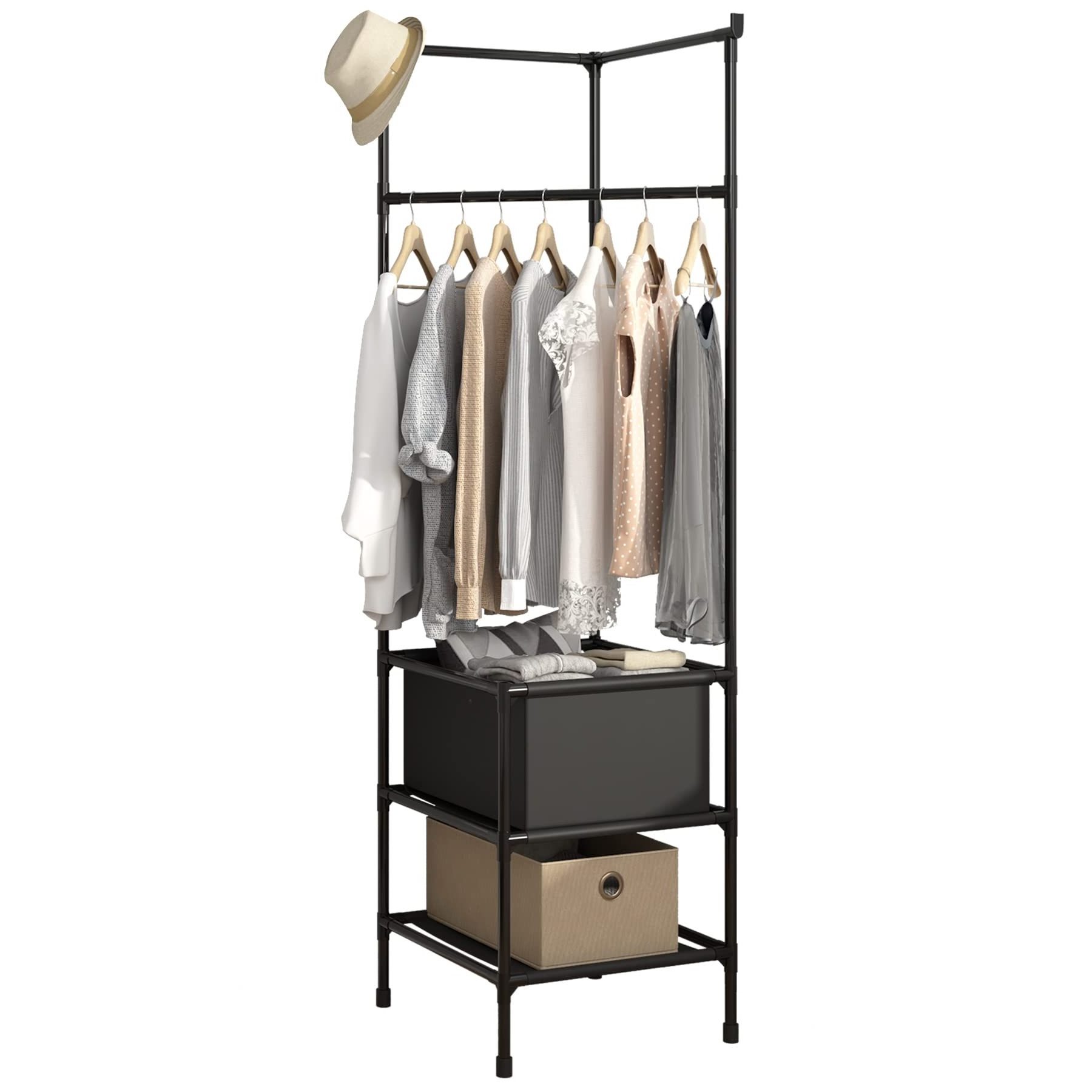 Bedroom Perchero Entryway Simple Hall Tree Freestanding Closet Organizer Stand 2 Storage Shelves Coat Rack For Living Room