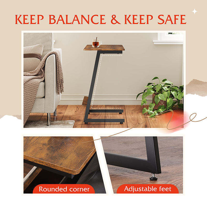 Hot Sales Metal Frame Side Table LIving Room Wooden End Table Magazine Rack Movable Coffee Table