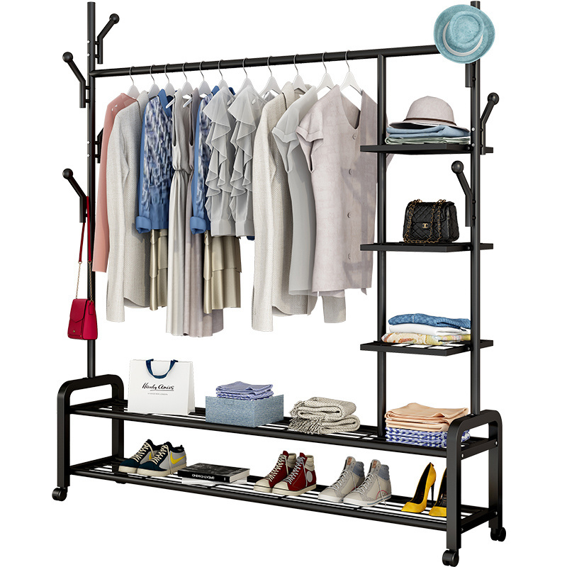 Bedroom furniture black metal laundry clothes drying stand  coat hook racks for entryway