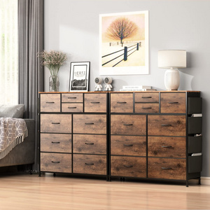 Suoernuo 10 Drawer Dresser Chest Drawers Sturdy Steel Frame Wood Side Pockets Hooks Fabric Storage Dresser For Bedroom