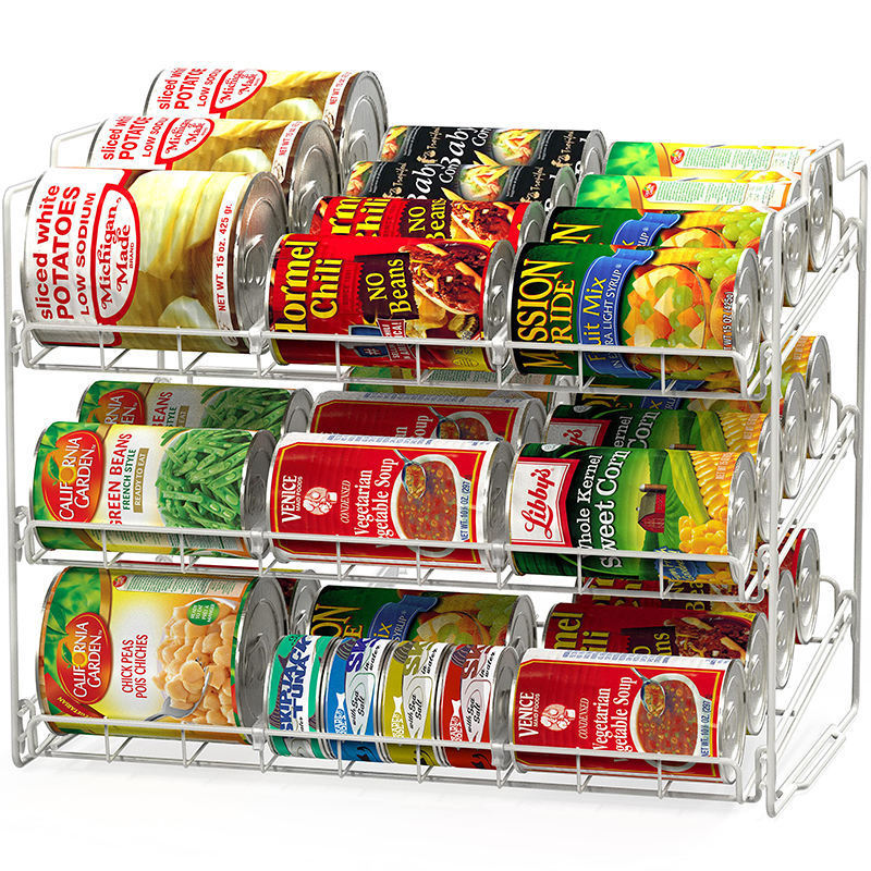 wholesale living room wrought iron rack stackable snack kitchen storage rack 3 layer can food storage rack