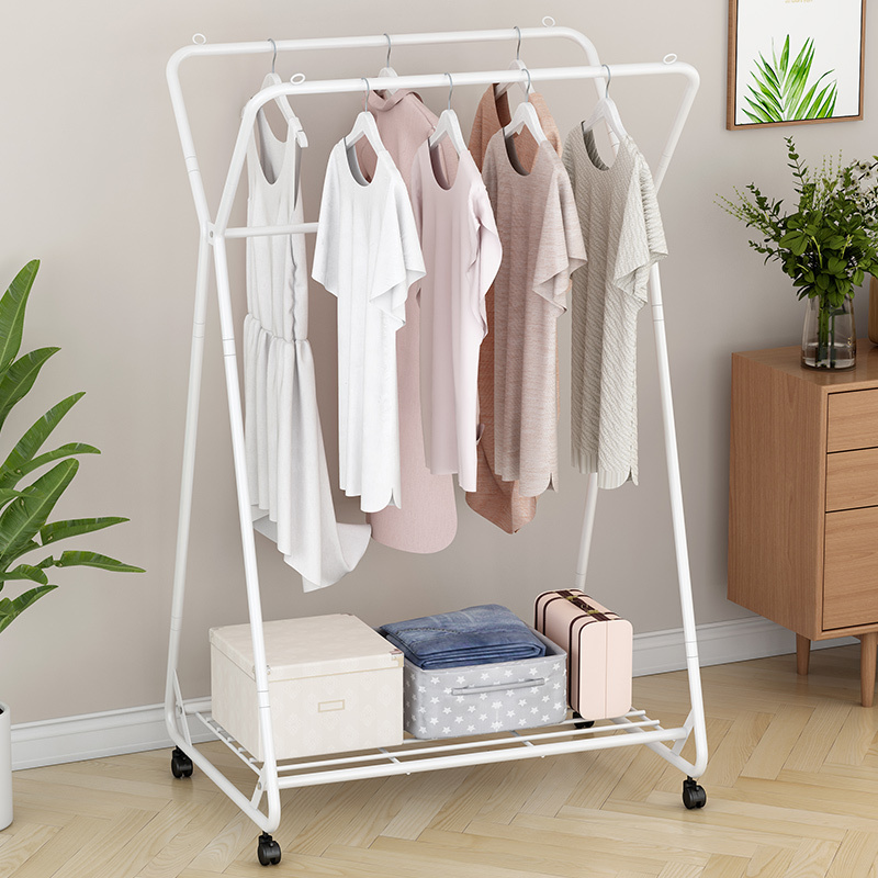 factory direct sale double role hanging rack with multi storage function for small rooms laundry metal coats clothes drying rack