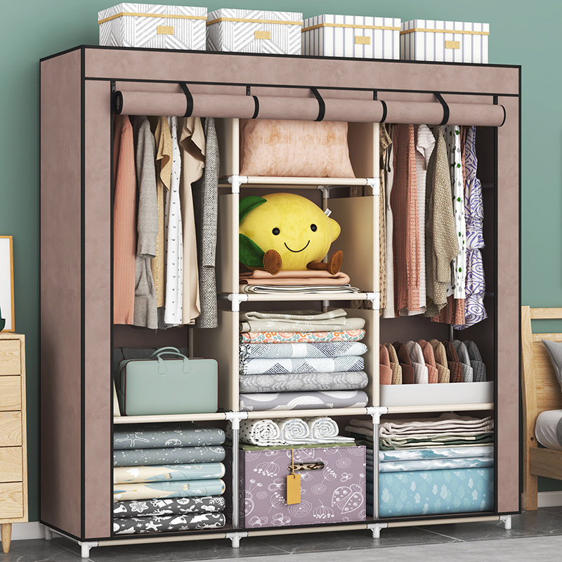 Wholesales Armario Kids Bedroom Furniture Almirah Wardrobe Simple Design Fabric Portable Clothes Wardrobe Organizer