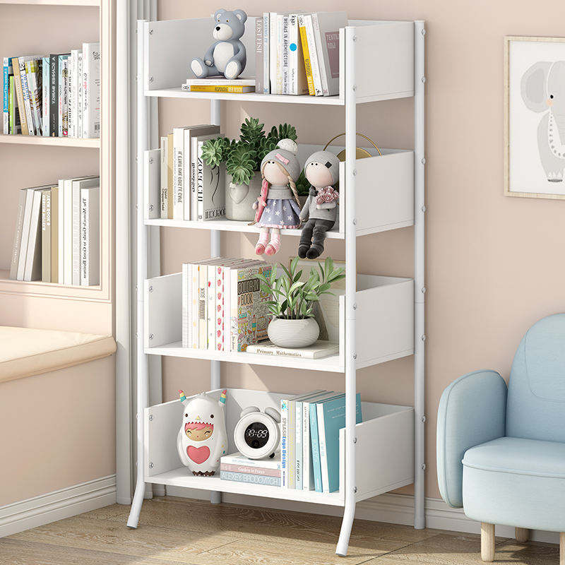 Suoernuo Home Floor-Standing Kid's Wooden Bookshelf Living Room Multifunctional Metal Bookshelf Bookcase