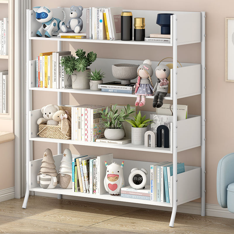 Suoernuo Home Floor-Standing Kid's Wooden Bookshelf Living Room Multifunctional Metal Bookshelf Bookcase