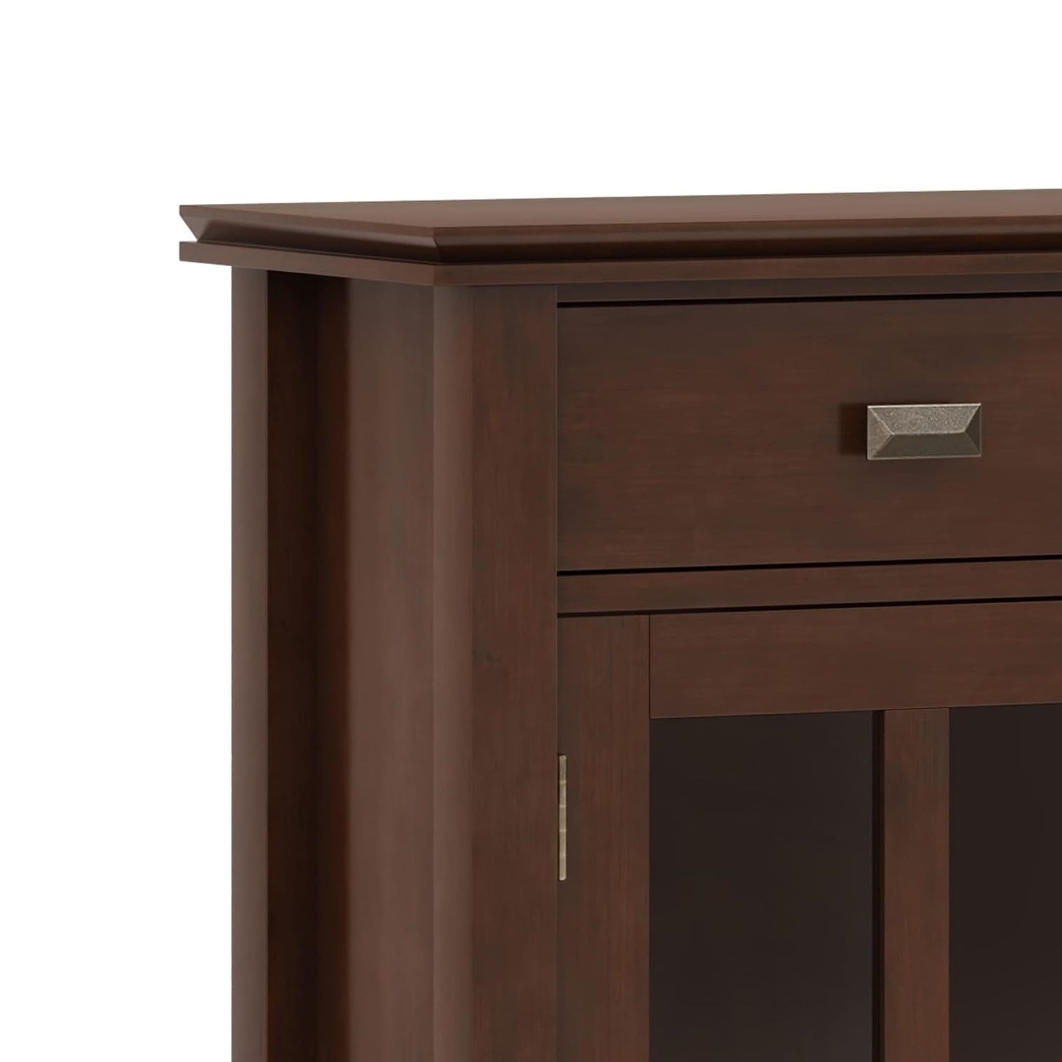 Solid Wood Contemporary Entryway Storage Cabinets Organizers in Russet Brown, Wooden Sideboard Cabinet For Living Room Furniture