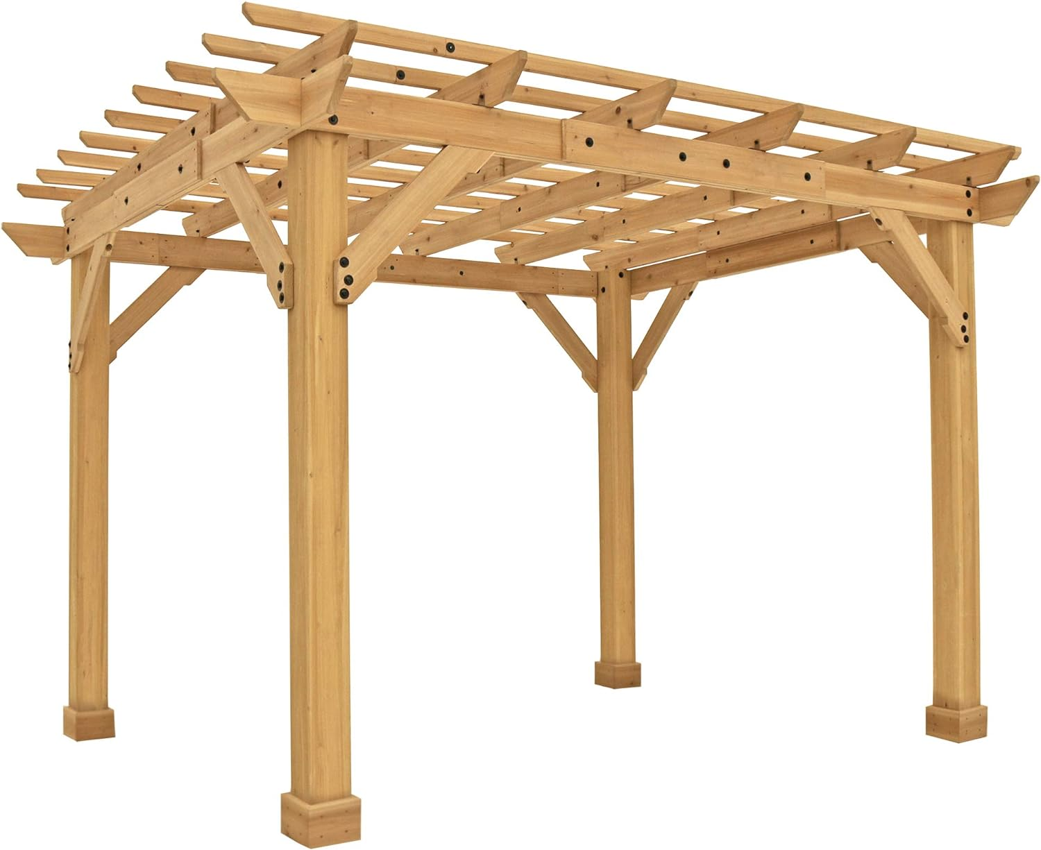 12x14ft Pergola Outdoor  with Solid Structure Patio Wood Pergola Cedar Pergolas and Gazebos