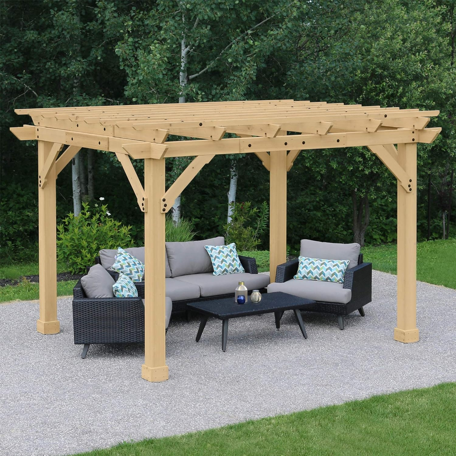 12x14ft Pergola Outdoor  with Solid Structure Patio Wood Pergola Cedar Pergolas and Gazebos