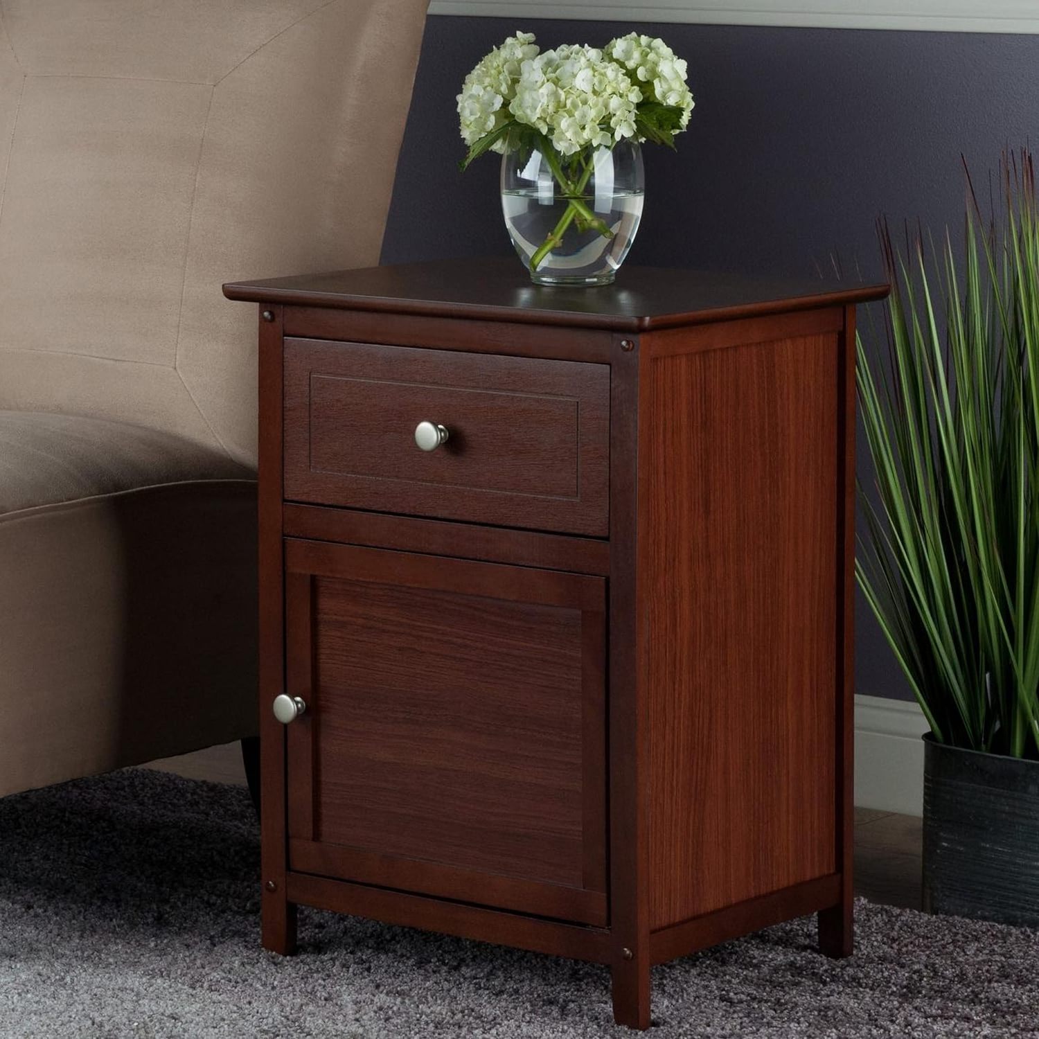 Solid Wood Night Stand With Double-layer Drawers Wooden End Table Side Tables For the Bedroom