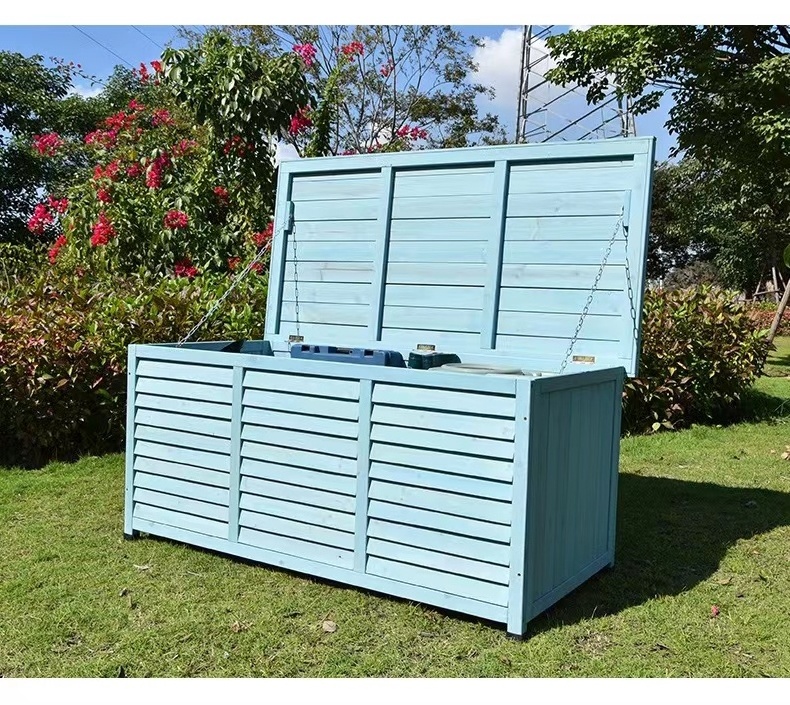 Natural Wooden Outdoor Balcony Cabinet Garden Courtyard Tool Storage Box can be customized Shed Box Cabin Storage