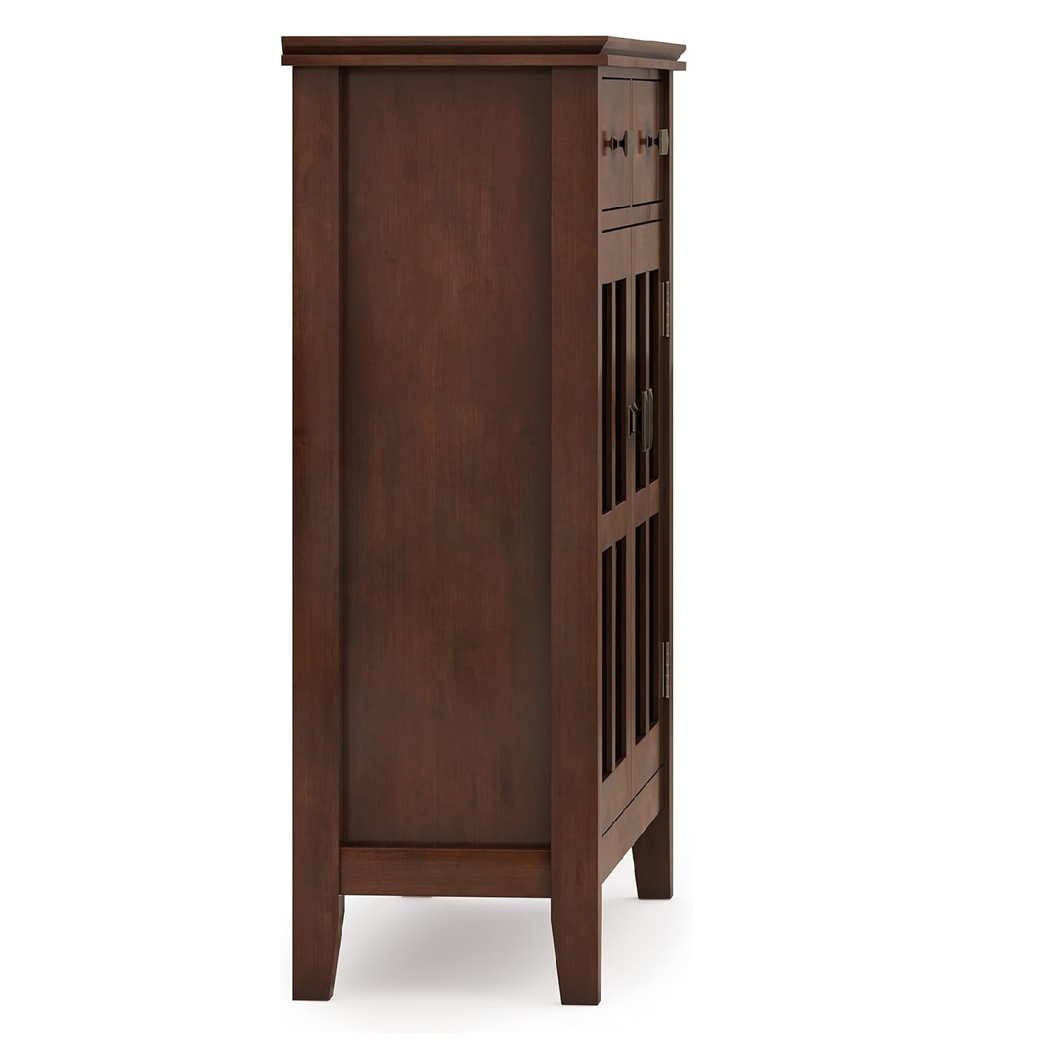 Solid Wood Contemporary Entryway Storage Cabinets Organizers in Russet Brown, Wooden Sideboard Cabinet For Living Room Furniture