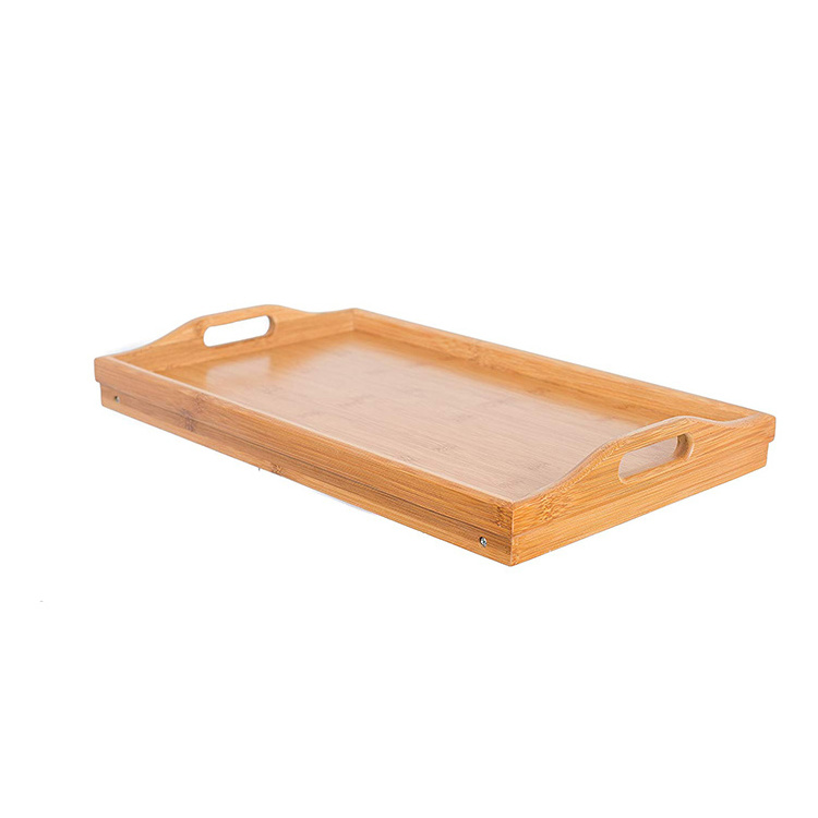 Customized Logo Folding Bamboo Wooden Bed Computer Table Tray Breakfast Serving Table Lap Tray