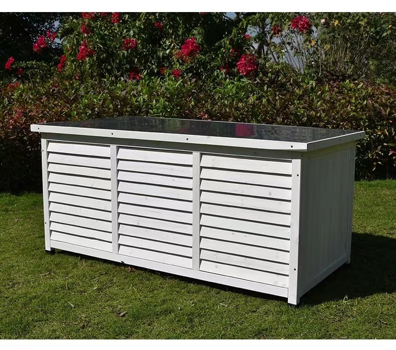 Natural Wooden Outdoor Balcony Cabinet Garden Courtyard Tool Storage Box can be customized Shed Box Cabin Storage