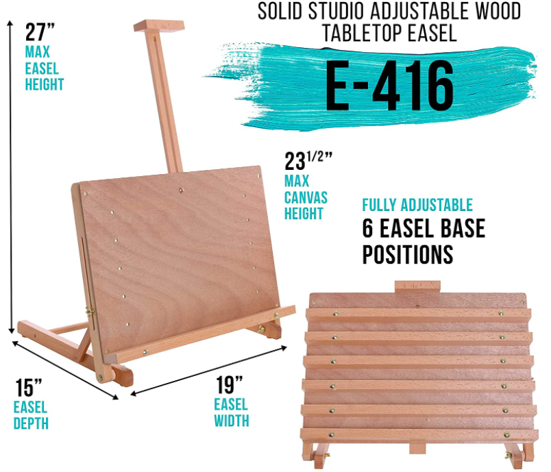 Art Supply Cancun Solid Wooden Adjustable Tabletop Artist Studio Easel - Sturdy Wood Beechwood Desktop Painting, Drawing Table,