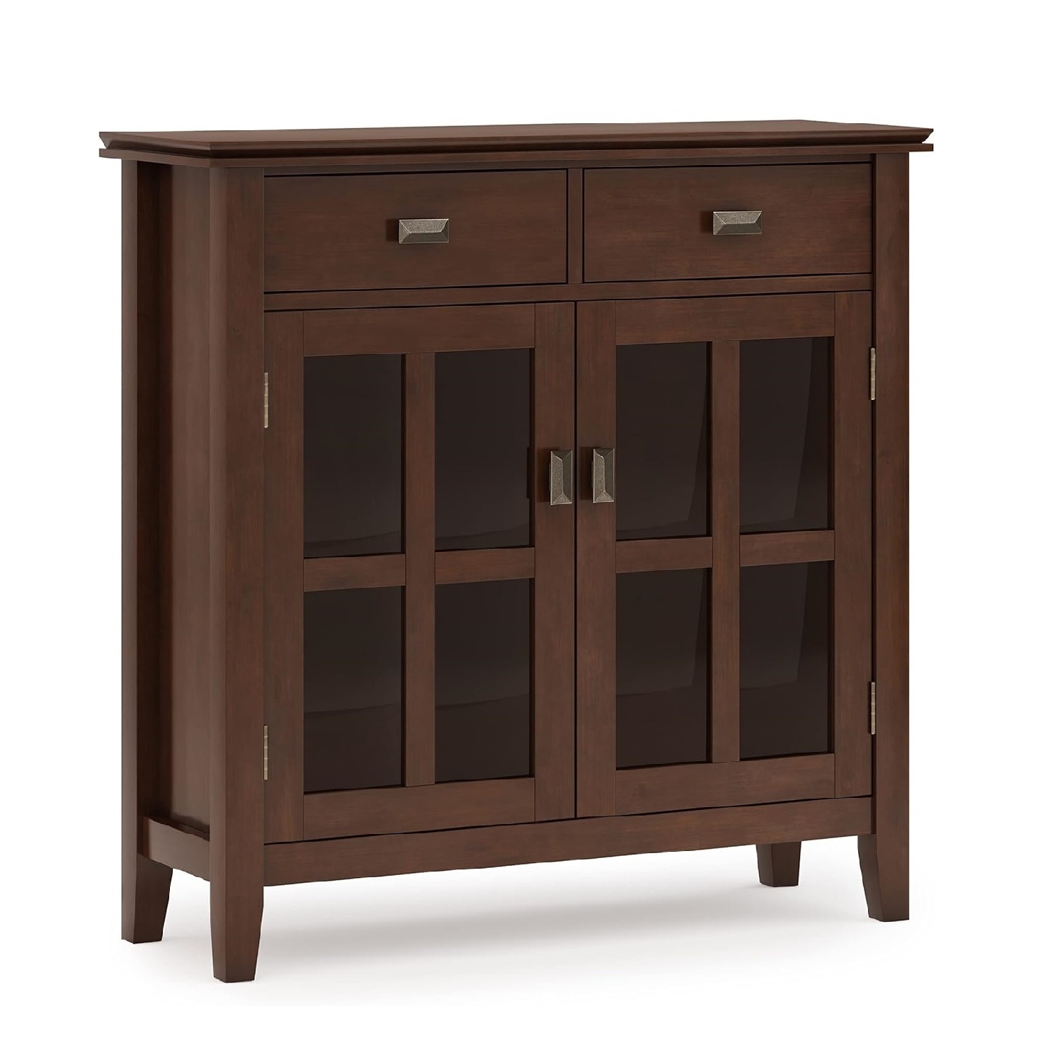 Solid Wood Contemporary Entryway Storage Cabinets Organizers in Russet Brown, Wooden Sideboard Cabinet For Living Room Furniture