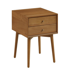 Solid Wood End Table Night Stand With Double-layer Drawers Wooden End Table Sideboard Cabinet For the Living Room