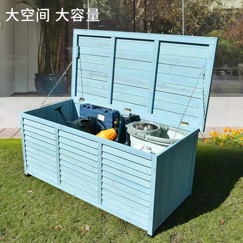 Natural Wooden Outdoor Balcony Cabinet Garden Courtyard Tool Storage Box can be customized Shed Box Cabin Storage