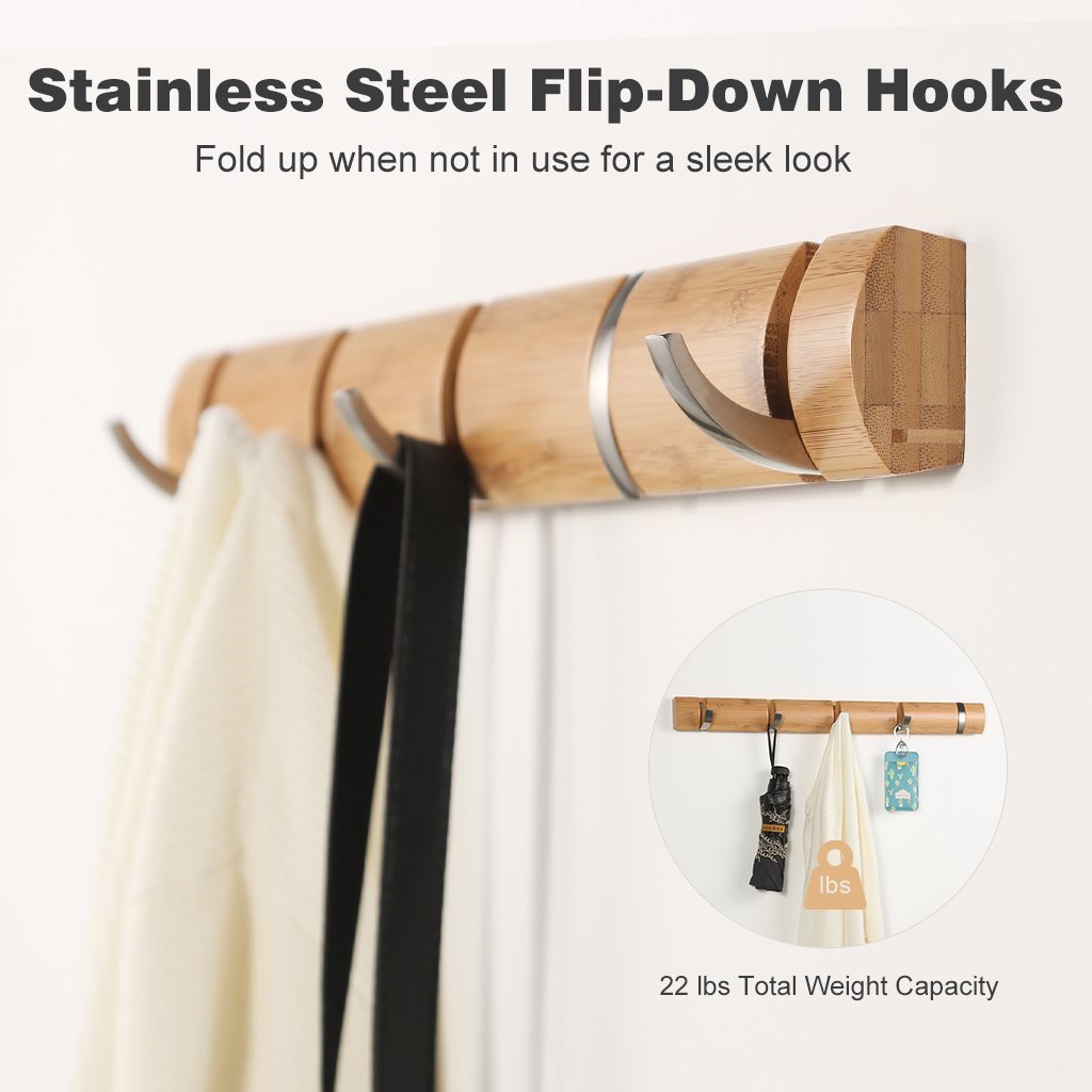 Entryway Organizer Rustic Wooden Wall Mounted clothes Hanger Coat Rack with Shelf and 5 Hooks Hanging Hat Towel Coat