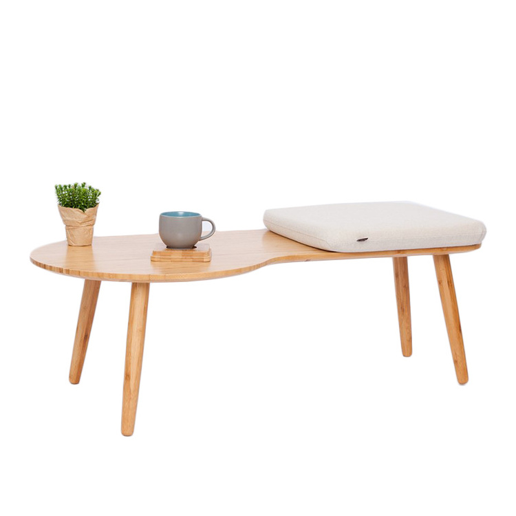 Modern Wooden Tables Bamboo End Table, Solid Wood Bamboo Coffee Table for Living Room Furniture