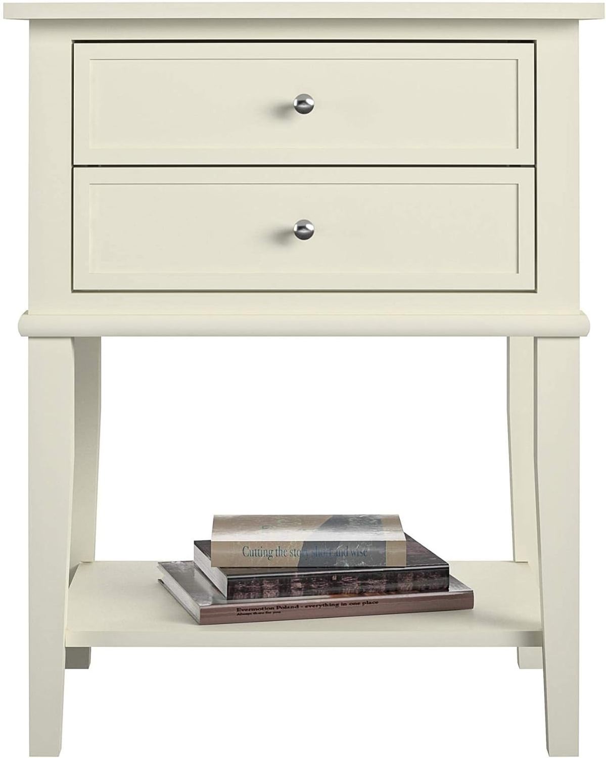 Ameriwood Home Franklin 2 Drawers, Soft White Accent Table