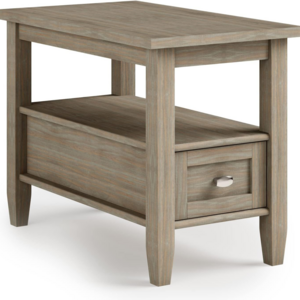 wood 14 inch Wide Rectangle Rustic Narrow Side Table in Distressed Grey with Storage, for the Living Room