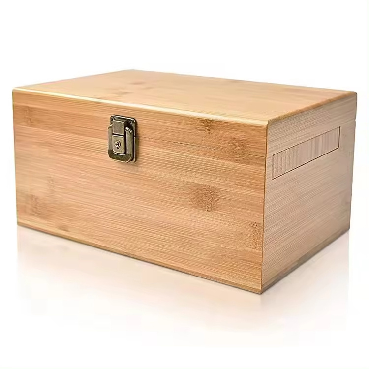 Wooden Storage Organizer  Box with Lock Proof Bamboo Stash Box with Rolling Tray Smoking Accessories Kit Organizer Container