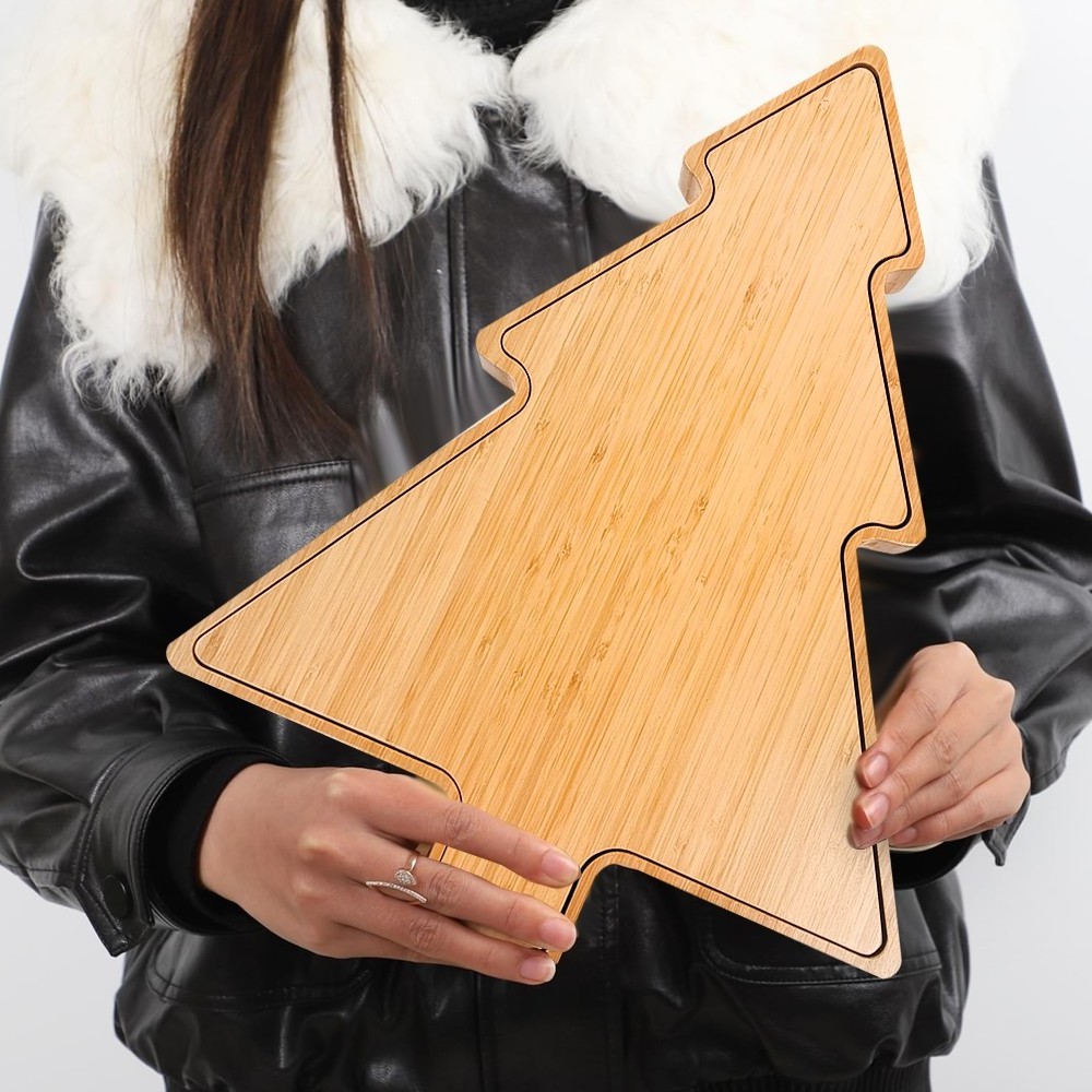 Tree-shaped Charcuterie Board with Knife Set, Solid Wood Wholesale Cheese Boards for Housewarming New Year Gift