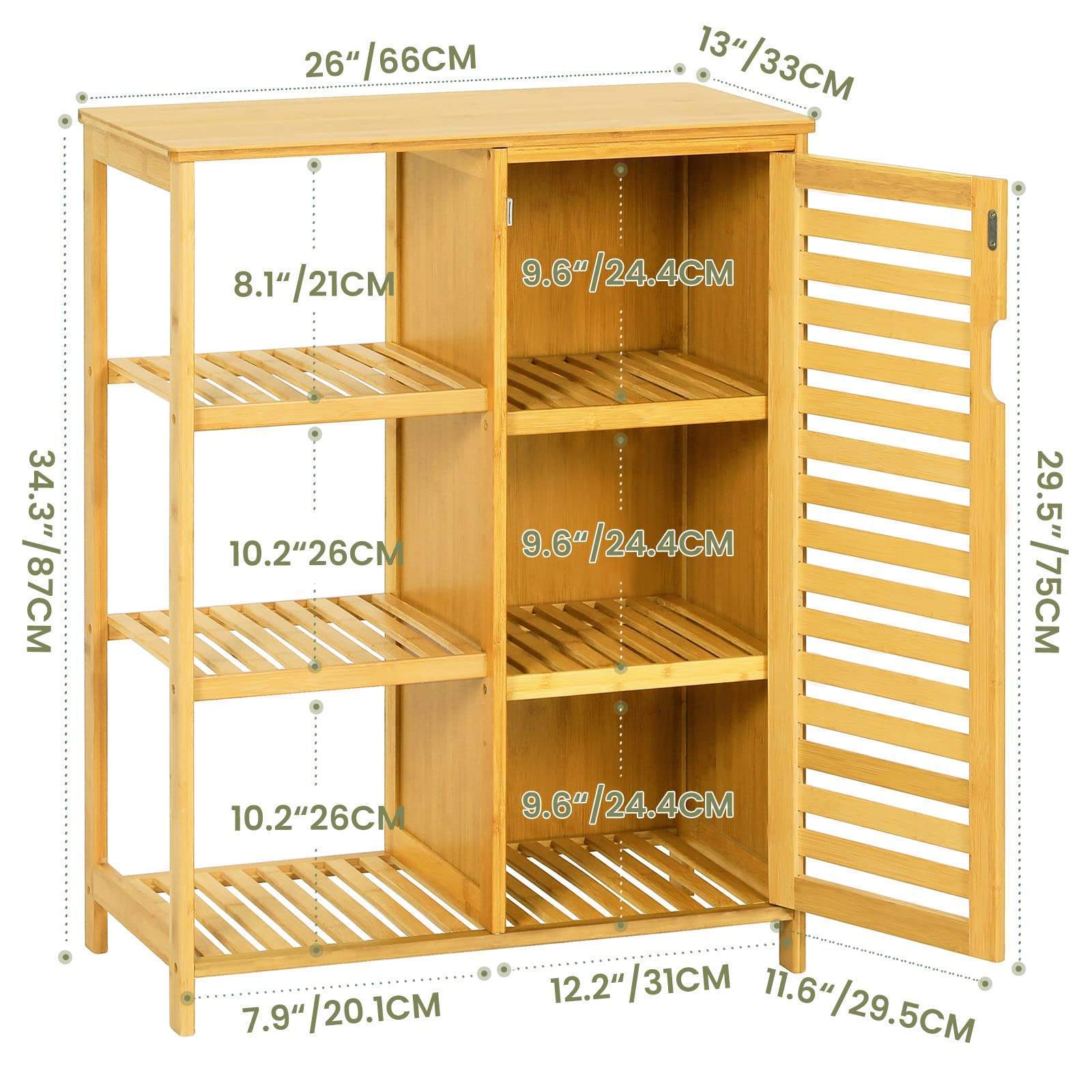 Multipurpose Bamboo Bathroom Organizer Shelf Rack Towel Cabinet Bamboo Storage Cabinet with Sliding Doors