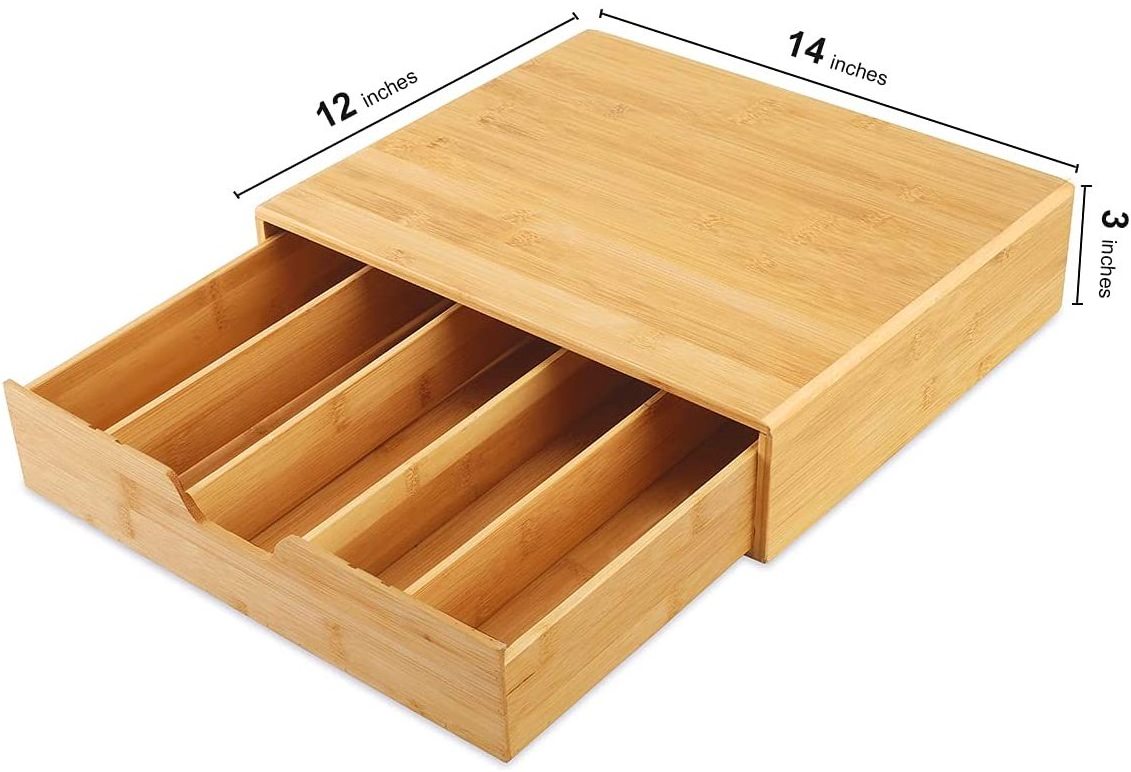 Top Seller Coffee Pod Holder Bamboo K Cup Holder for Drawer Cup Organizer, Bamboo Teabag Organizer for Kitchen Office