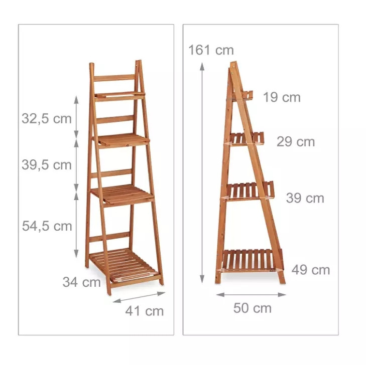 Plant pot Stand Rack Shelf  4 Tier Wood Display Shelf Tall Flower Stand