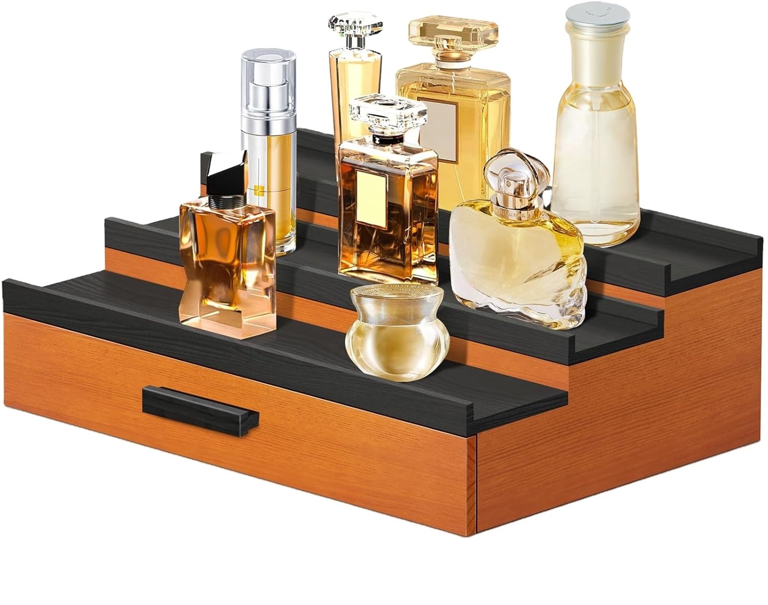 Wooden Cologne Organizer for Men Women,3 Tier Elevated Cologne Tray Perfume Stand Organizer for Bedroom