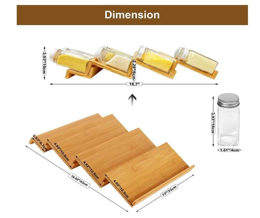 Bamboo 3-Layer Jars Spice Drawer Organizer for Kitchen Cabinets Storage Kitchen Bottles Jars Storage Shelf