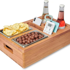 Couch Cup & Drink Holder with Snack Tray - Removeable Lid Design - Snack Caddy for Middle of Couch,Sofa,Bed, TV Lovers. The Perf