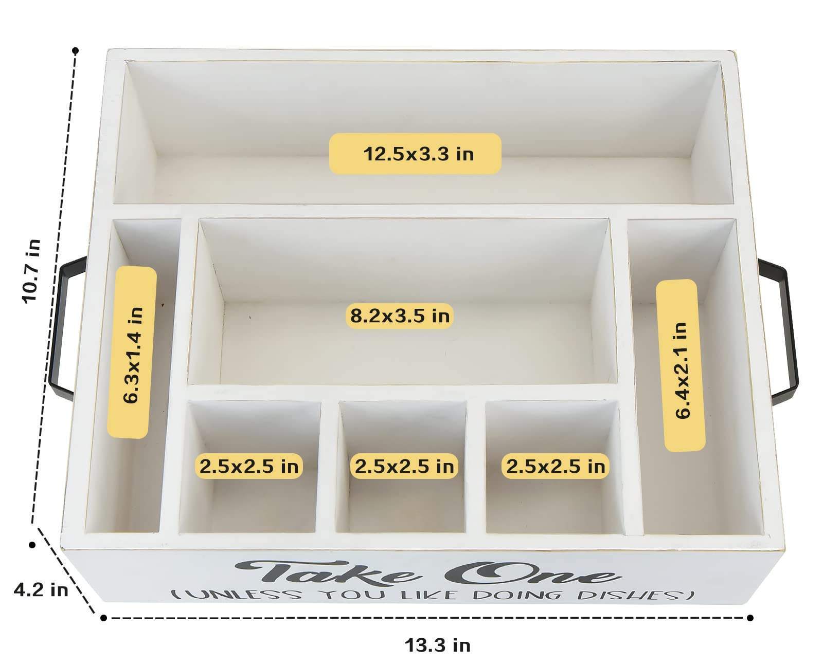 Kitchen Countertop Paper Plate Holders Utensil Caddy Wood Utensil Holder Organizer for Plate Cup Fork Knives Spoon Napkin