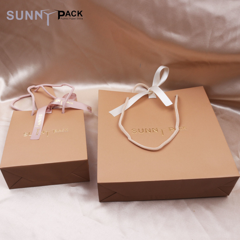 Custom Fashion Your Own Logo Print Cosmetics Jewelry Packaging Bag Luxury Kraft Gift Shopping Paper Bags With Handles