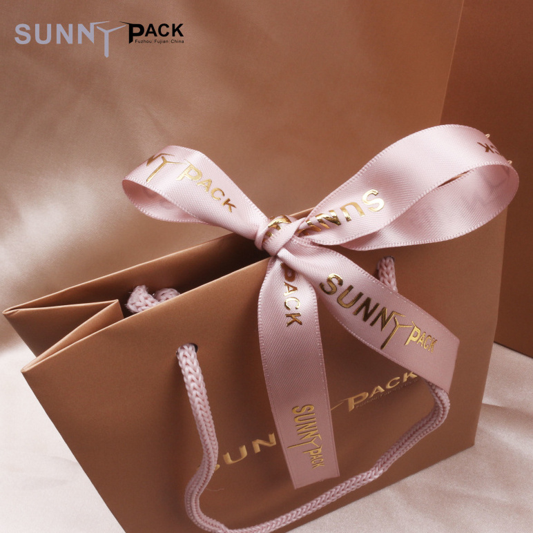 Custom Fashion Your Own Logo Print Cosmetics Jewelry Packaging Bag Luxury Kraft Gift Shopping Paper Bags With Handles