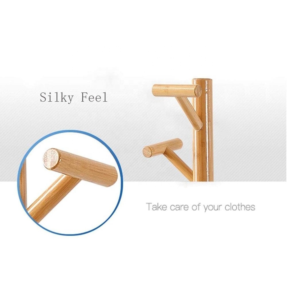 Coat Stand Bamboo Clothes Rack Hat Rack Hooks for Bedroom Free Standing 180x40x15cm Rack hat