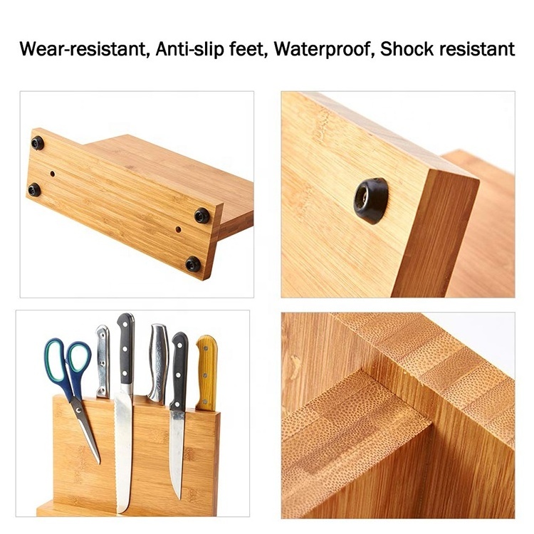 Magnetic Knife Block,Natural Bamboo Magnetic Knife Holder Organizer Dock,Cutlery Display Stand and Storage Rack